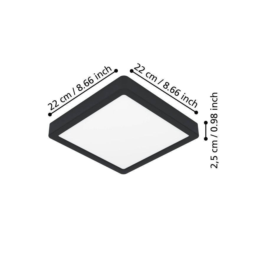 Eglo - LED φωτιστικό οροφής LED/10,5W/230V 2700/4000/6500K 22x22cm μαύρο