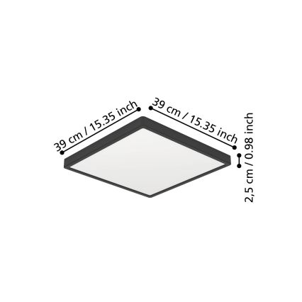 Eglo - LED φωτιστικό οροφής LED/17,5W/230V 2700/4000/6500K 39x39 cm μαύρο