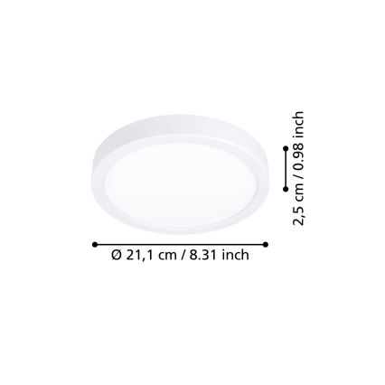 Eglo - Φωτιστικό οροφής LED LED/11,5W/230V 2700/4000/6500K διάμ. 21,1 εκ. λευκό