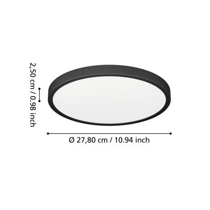 Eglo - Φωτιστικό οροφής LED για μπάνιο/14,2W/230V 2700/4000/6500K Ø 27,8 cm IP44 μαύρο