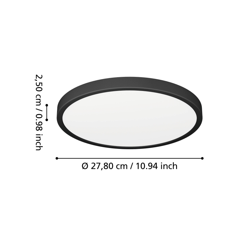 Eglo - Φωτιστικό οροφής LED για μπάνιο/14,2W/230V 2700/4000/6500K Ø 27,8 cm IP44 μαύρο