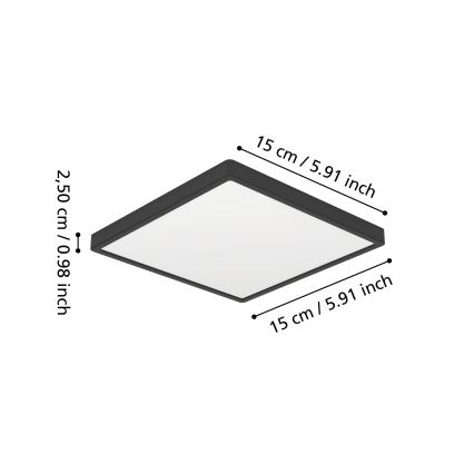 Eglo - Φωτιστικό οροφής για μπάνιο LED/7W/230V 2700/4000/6500K 15x15 cm IP44 μαύρο