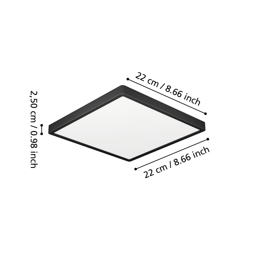 Eglo - Φωτιστικό οροφής LED για μπάνιο LED/10,5W/230V 2700/4000/6500K 22x22 cm IP44 μαύρο