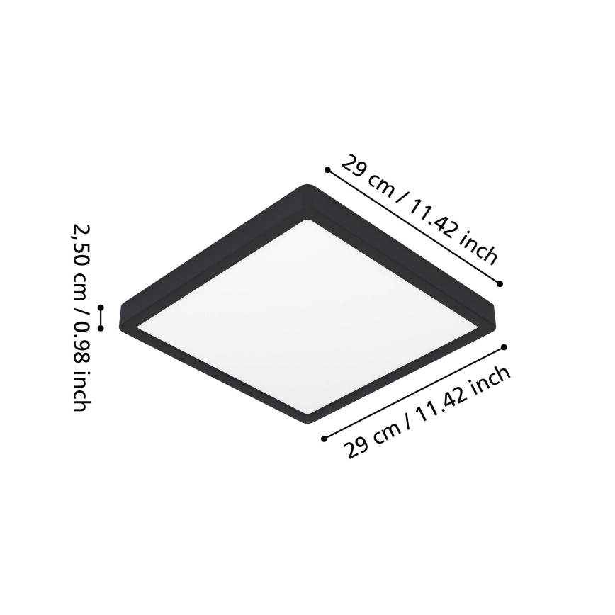 Eglo - LED φωτιστικό οροφής μπάνιου LED/13W/230V 29x29 cm IP44 μαύρο