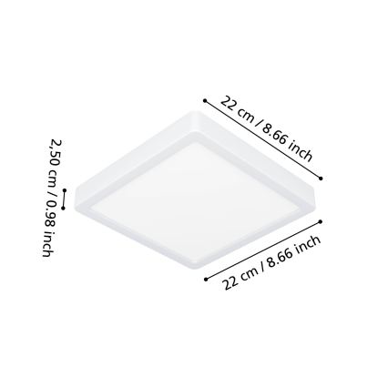 Eglo - LED φωτιστικό οροφής μπάνιου LED/10,5W/230V 2700/4000/6500K 22x22 cm IP44 λευκό