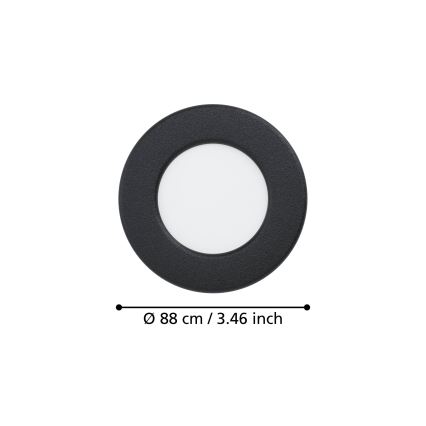 Eglo - Χωνευτό φωτιστικό LED/3,7W/230V 2700/4000/6500K διάμ. 8,8 cm μαύρο