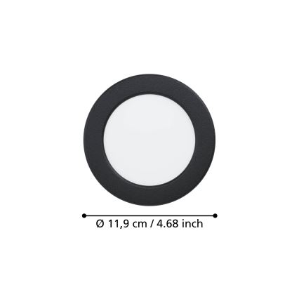 Eglo - Χωνευτό φωτιστικό LED LED/6,3W/230V 2700/4000/6500K διάμ. 11,9 cm μαύρο
