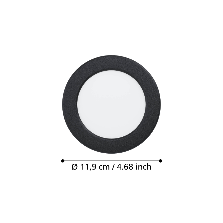 Eglo - Χωνευτό φωτιστικό LED LED/6,3W/230V 2700/4000/6500K διάμ. 11,9 cm μαύρο