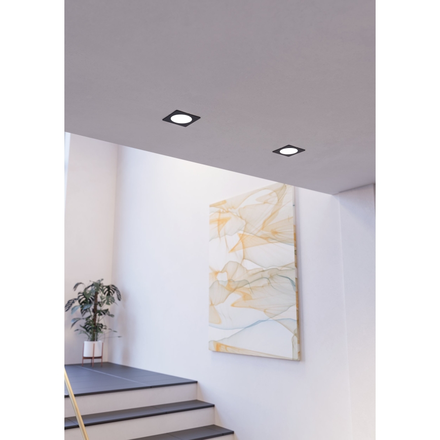 Eglo - Εντοιχισμένο LED φωτιστικό οροφής LED/18,5W/230V 2700/4000/6500K 21,6x21,6 cm μαύρο