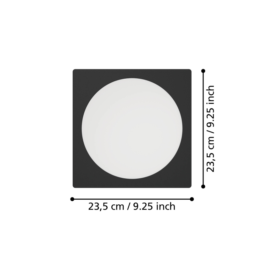 Eglo - Εντοιχισμένο LED φωτιστικό οροφής LED/18,5W/230V 2700/4000/6500K 21,6x21,6 cm μαύρο