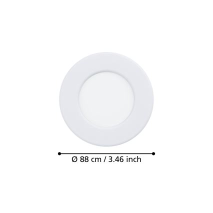 Eglo - Εντοιχισμένο LED φωτιστικό LED/3,7W/230V 2700/4000/6500K Ø 8,8 cm λευκό