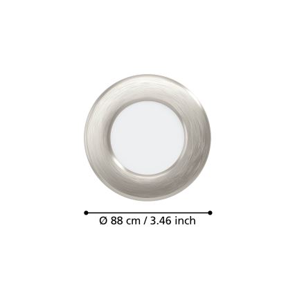 Eglo - Σετ 3 τεμ. εντοιχισμένων φωτιστικών LED/3,7W/230V 2700/4000/6500K διάμ. 8,8 cm ματ χρώμιο