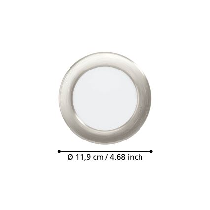 Eglo - Χωνευτό φωτιστικό οροφής LED/6,3W/230V 2700/4000/6500K διάμ. 11,9 cm ματ χρώμιο