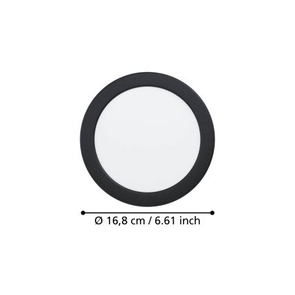 Eglo - LED χωνευτό φωτιστικό οροφής για μπάνιο, LED 10,5 W / 230 V, 2700/4000/6500 K, Ø 16,8 cm, IP44, μαύρο