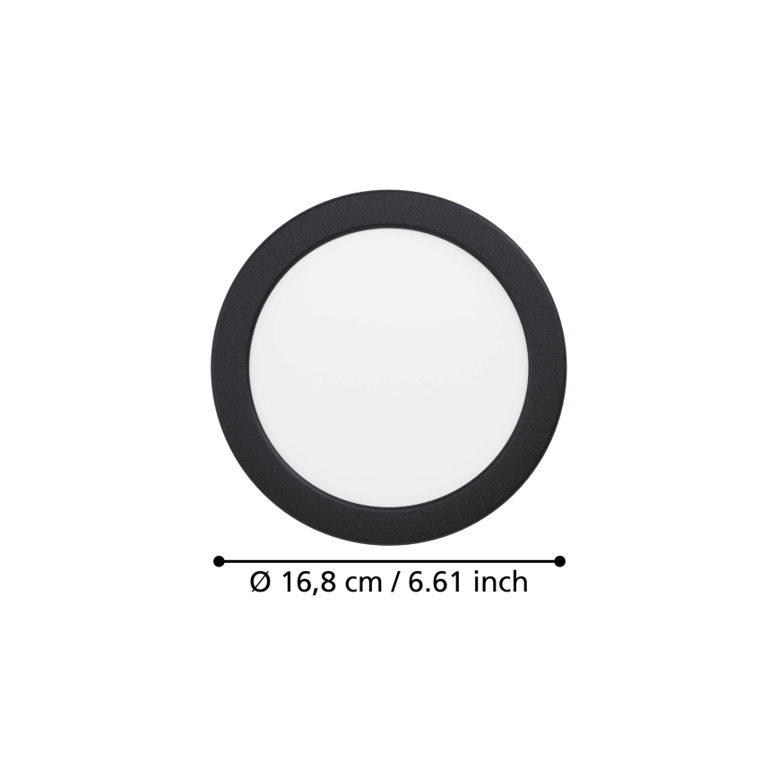 Eglo - LED χωνευτό φωτιστικό οροφής για μπάνιο, LED 10,5 W / 230 V, 2700/4000/6500 K, Ø 16,8 cm, IP44, μαύρο