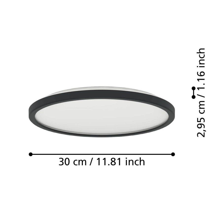 Eglo - LED Οροφιαίο φωτιστικό μπάνιου LED/13,9W/230V 2700/4000/6500K διάμ. 30 εκ. IP44 μαύρο
