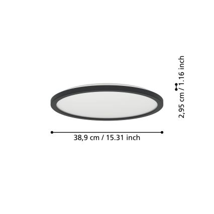 Eglo - Φωτιστικό οροφής μπάνιου LED LED/18,5W/230V 2700K/4000K/6500K διάμετρος 38,9 cm IP44 μαύρο