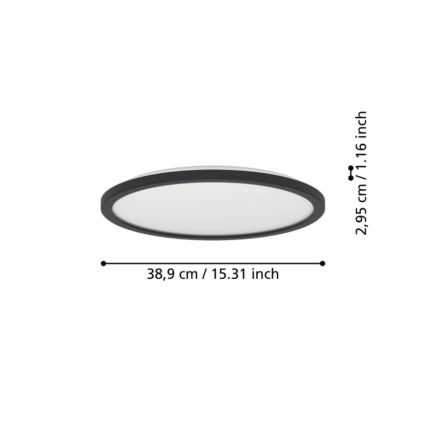 Eglo - Φωτιστικό οροφής μπάνιου LED LED/18,5W/230V 2700K/4000K/6500K διάμετρος 38,9 cm IP44 μαύρο
