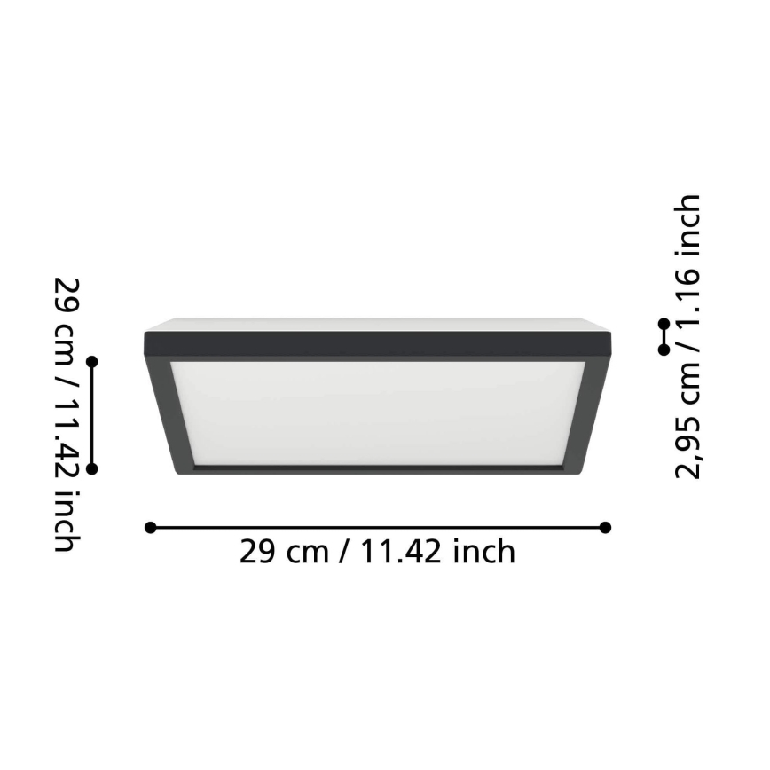 Eglo - LED οροφιαίο φωτιστικό μπάνιου LED/13,4W/230V 2700/4000/6500K 29x29 εκ. IP44 μαύρο