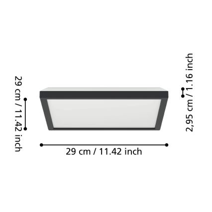 Eglo - Φωτιστικό οροφής μπάνιου LED LED/13,4W/230V 2700/4000/6500K 29x29 cm IP44 μαύρο