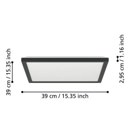 Eglo - Φωτιστικό οροφής μπάνιου LED LED/17,6W/230V 2700/4000/6500K 39x39 cm IP44 μαύρο
