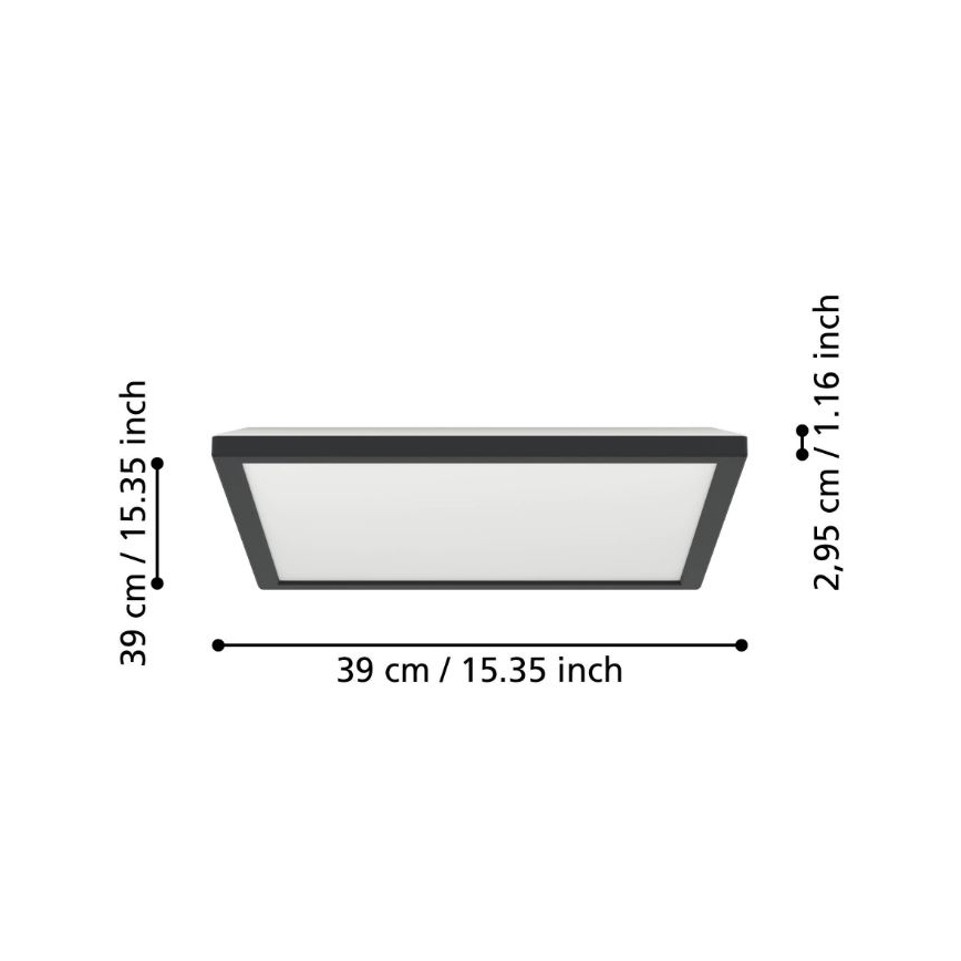 Eglo - Φωτιστικό οροφής μπάνιου LED LED/17,6W/230V 2700/4000/6500K 39x39 cm IP44 μαύρο