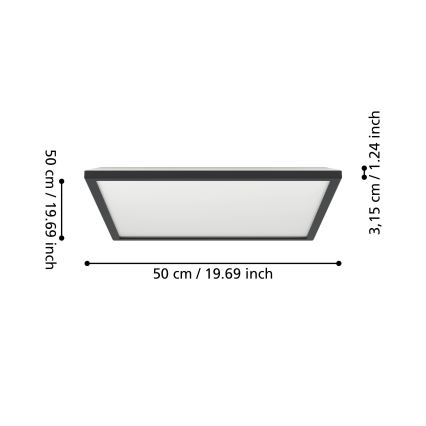 Eglo - Φωτιστικό οροφής μπάνιου LED LED/17W/230V 2700/4000/6500K 50x50 cm IP44 μαύρο
