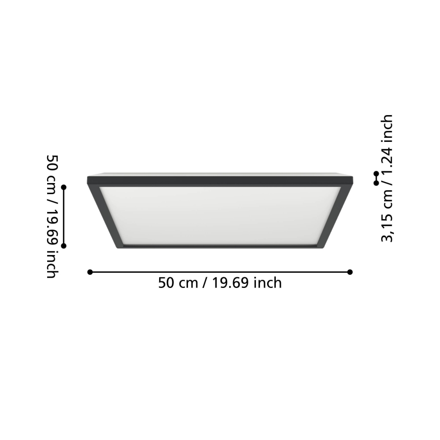Eglo - Φωτιστικό οροφής μπάνιου LED LED/17W/230V 2700/4000/6500K 50x50 cm IP44 μαύρο