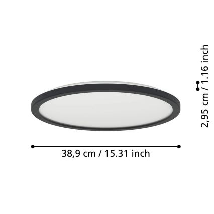 Eglo - Φωτιστικό οροφής μπάνιου dimming LED LED/18,5W/230V 2700-6500K διάμετρος 38,9 cm IP44 μαύρο + τηλεχειριστήριο