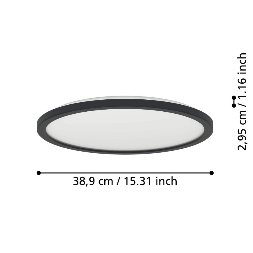 Eglo - Φωτιστικό οροφής μπάνιου dimming LED LED/18,5W/230V 2700-6500K διάμετρος 38,9 cm IP44 μαύρο + τηλεχειριστήριο