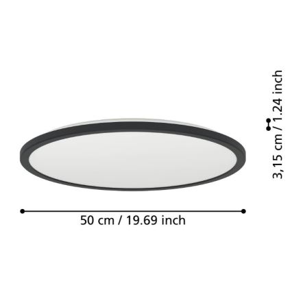 Eglo - Φωτιστικό οροφής μπάνιου dimming LED LED/16,8W/230V 2700-6500K διάμετρος 50 cm IP44 μαύρο + τηλεχειριστήριο