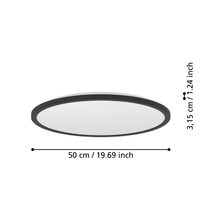 Eglo - Φωτιστικό οροφής μπάνιου dimming LED LED/16,8W/230V 2700-6500K διάμετρος 50 cm IP44 μαύρο + τηλεχειριστήριο