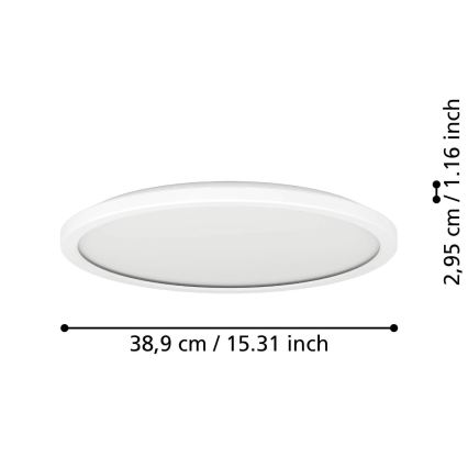 Eglo - Φωτιστικό οροφής μπάνιου dimming LED LED/18,5W/230V 2700-6500K διάμετρος 38,9 cm IP44 λευκό + τηλεχειριστήριο