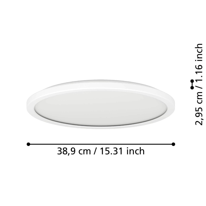Eglo - Φωτιστικό οροφής μπάνιου dimming LED LED/18,5W/230V 2700-6500K διάμετρος 38,9 cm IP44 λευκό + τηλεχειριστήριο