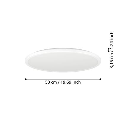 Eglo - Φωτιστικό οροφής μπάνιου dimming LED LED/16,8W/230V 2700-6500K διάμετρος 50 cm IP44 λευκό + τηλεχειριστήριο