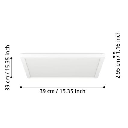 Eglo - Φωτιστικό οροφής μπάνιου dimming LED LED/17,6W/230V 2700-6500K 39x39 cm IP44 λευκό + τηλεχειριστήριο