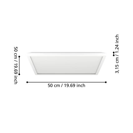 Eglo - Φωτιστικό οροφής μπάνιου dimming LED LED/17W/230V 2700-6500K 50x50 cm IP44 λευκό + τηλεχειριστήριο