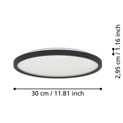 Eglo - LED RGBW Φωτιστικό οροφής μπάνιου dimming LED/13,9W/230V 2700-6500K διάμετρος 30 cm IP44 μαύρο ZigBee