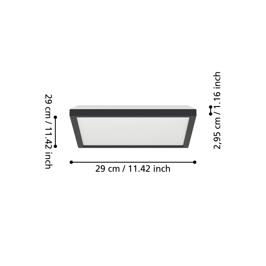 Eglo - LED RGBW Φωτιστικό οροφής μπάνιου dimming LED/13,4W/230V 2700-6500K 29x29 cm IP44 μαύρο