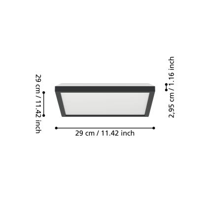 Eglo - LED RGBW Φωτιστικό οροφής μπάνιου dimming LED/13,4W/230V 2700-6500K 29x29 cm IP44 μαύρο