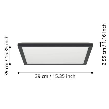 Eglo - LED RGBW Φωτιστικό οροφής μπάνιου dimming LED/17,6W/230V 2700-6500K 39x39 cm IP44 μαύρο ZigBee