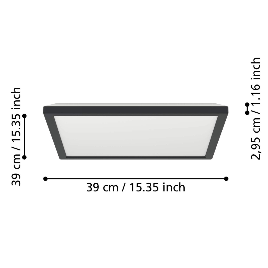 Eglo - LED RGBW Φωτιστικό οροφής μπάνιου dimming LED/17,6W/230V 2700-6500K 39x39 cm IP44 μαύρο ZigBee