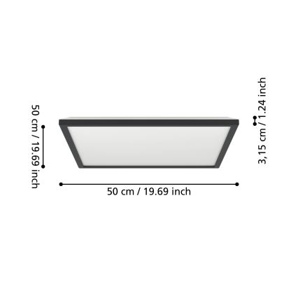 Eglo - LED RGBW Φωτιστικό οροφής μπάνιου dimming LED/17W/230V 2700-6500K 50x50cm IP44 μαύρο ZigBee