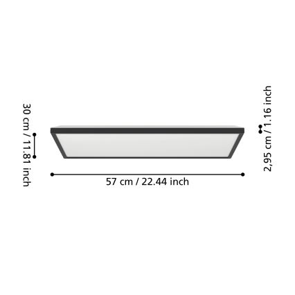 Eglo - LED RGBW Φωτιστικό οροφής μπάνιου dimming LED/17,2W/230V 2700-6500K 30x57cm IP44 μαύρο ZigBee