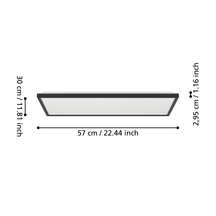 Eglo - LED RGBW Φωτιστικό οροφής μπάνιου dimming LED/17,2W/230V 2700-6500K 30x57cm IP44 μαύρο ZigBee