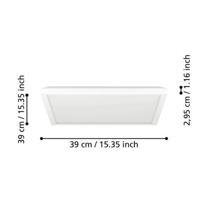 Eglo - Ρυθμιζόμενο LED RGBW φωτιστικό οροφής μπάνιου LED/17,6W/230V 2700-6500K 39x39 cm IP44 λευκό ZigBee