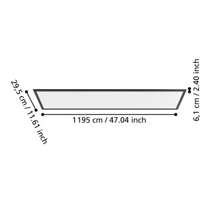 Eglo - Επιφανειακό LED πάνελ LED/33W/230V 2700/4000/6500K 120x30 cm μαύρο