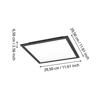 Eglo - LED RGBW Ρυθμιζόμενο φωτιστικό οροφής LED/14W/230V 2700-6500K 30x30 cm μαύρο