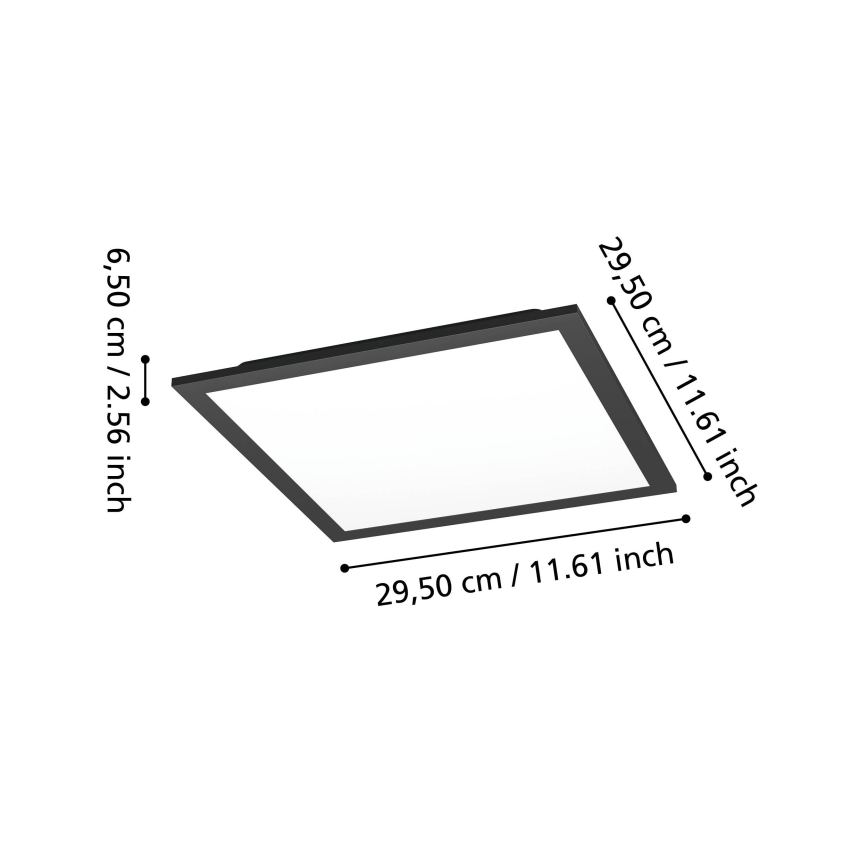 Eglo - LED RGBW Ρυθμιζόμενο φωτιστικό οροφής LED/14W/230V 2700-6500K 30x30 cm μαύρο