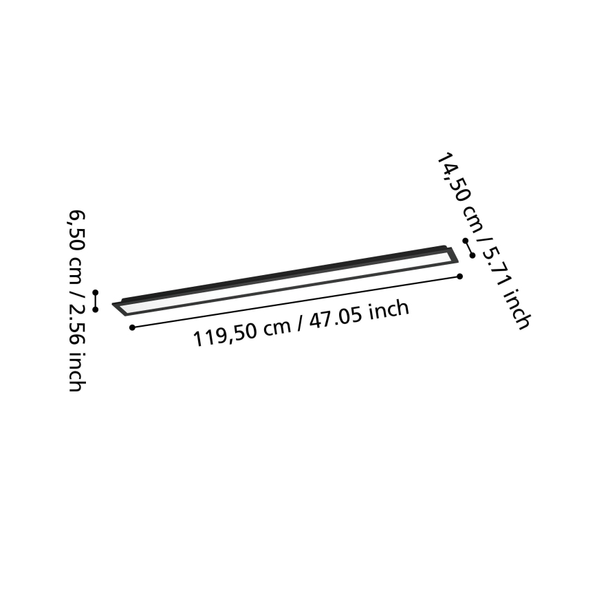 Eglo - LED RGBW ρυθμιζόμενο επιφανειακό πάνελ LED/28W/230V 2700-6500K 120x15 cm μαύρο